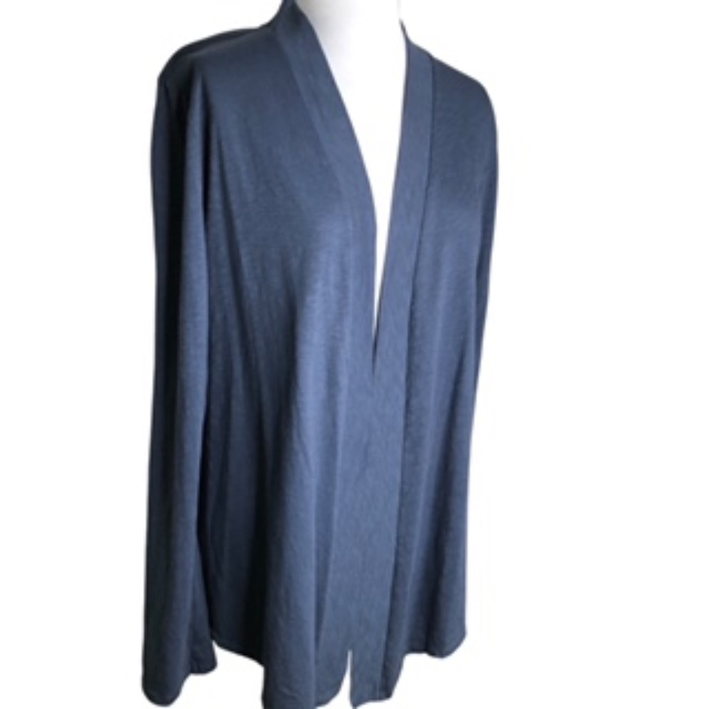 NWOT Sonoma Tab Roll Sleeve Open Front Relaxed Fit Drape Front Cardigan Size L